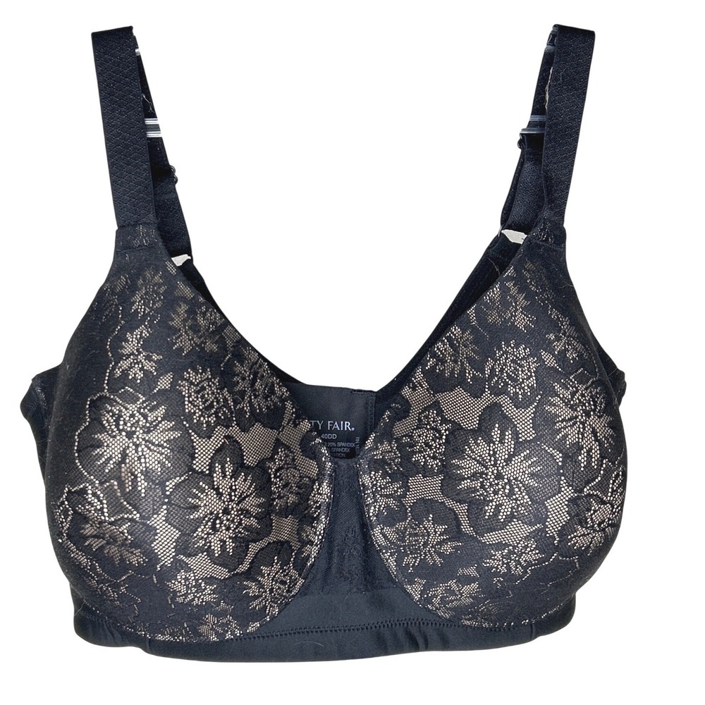 Vanity Fair40DDD Black Floral Lace Back Close‎ Bra no underwire